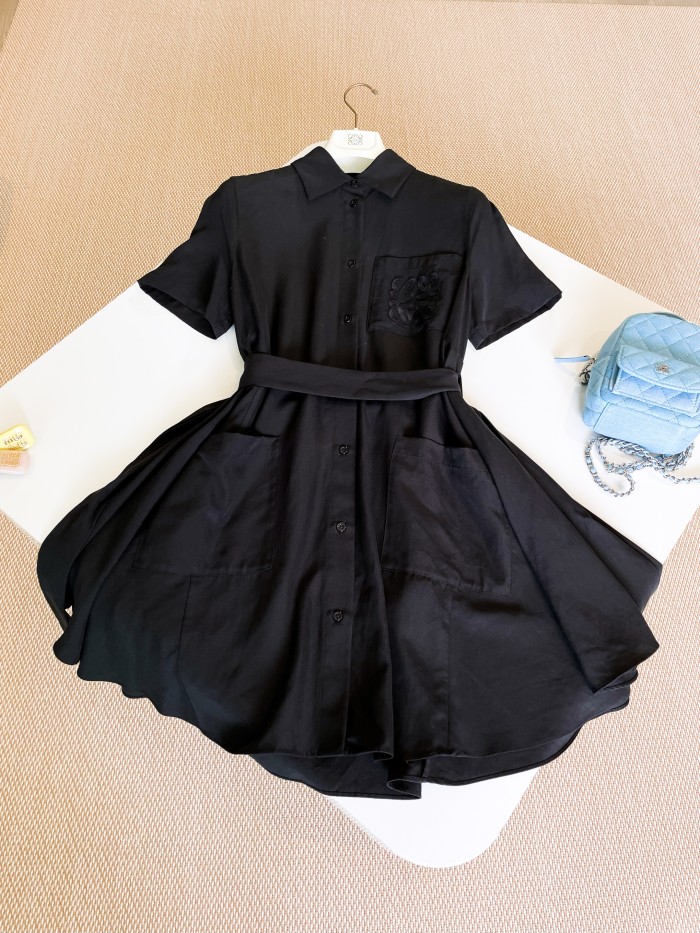 NIGO Loewe Women's Summer Solid Colour Printed Embroidery Button Shirt Style Short Sleeve Dresses #nigo76729