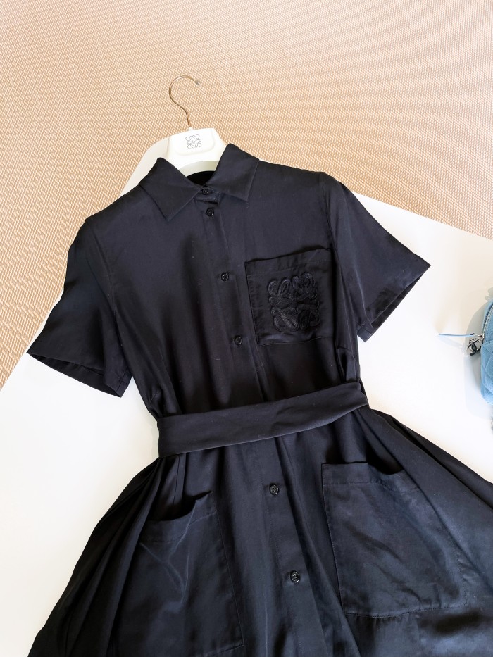 NIGO Loewe Women's Summer Solid Colour Printed Embroidery Button Shirt Style Short Sleeve Dresses #nigo76729
