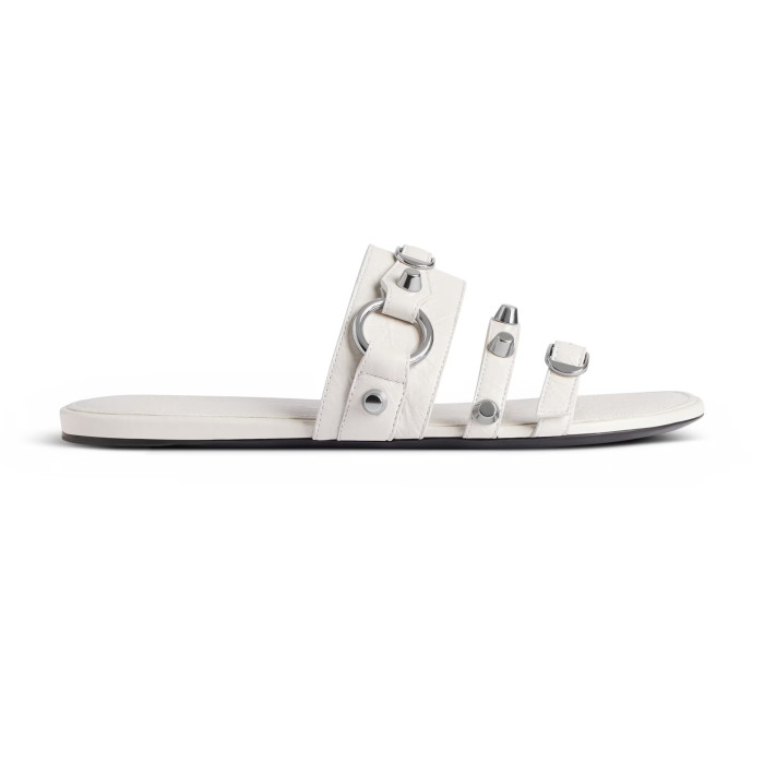 NIGO Balenciaga Women's Spring And Summer Fashion Rivets Belt Buckle Round Head Flat Slippers Punk Style Cowhide Sandals Leather  Shoes Ngvp #nigo1595