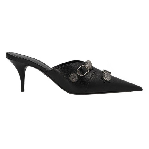 NIGO Balenciaga Cowhide Metal Buckle Rivets Pointed Toe Slippers Female External Wear High Heel Half Slippers Fine Heel 8.5cm Ngvp #nigo1594