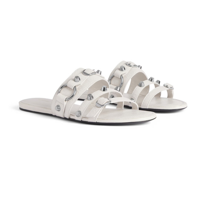 NIGO Balenciaga Women's Spring And Summer Fashion Rivets Belt Buckle Round Head Flat Slippers Punk Style Cowhide Sandals Leather  Shoes Ngvp #nigo1595