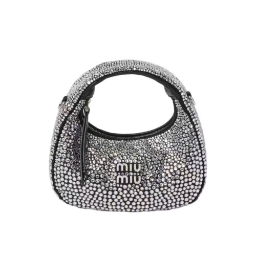 NIGO MiuMiu Wander Women's Metal Engraved Logo Detachable Chain Shoulder Strap Faux Crystal Embellished Shoulder Slanting Handbag Bag Bags #nigo76744