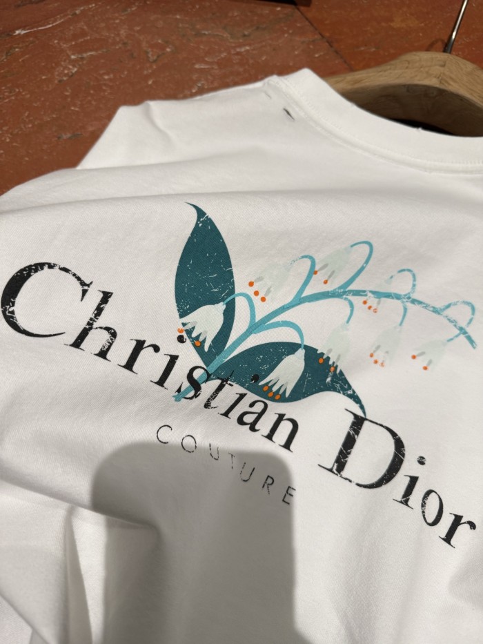 NIGO Dior Men's Summer Solid Color Floral Pattern Letter Print Round Neck Cotton Short Sleeve T-Shirt #nigo76737