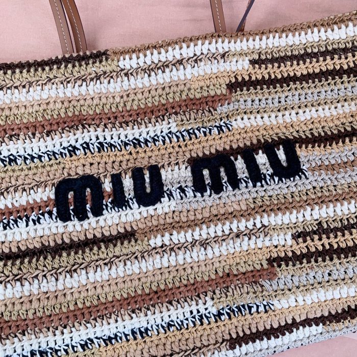 NIGO MiuMiu Women's Multicolour Embroidery Logo Crochet Shopping Bag Shoulder Handbag Tote Bags #nigo76741