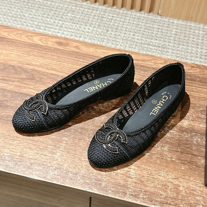 NIGO Chanel Women's Summer Solid Colour Mesh Ballet Flat Simple Dance Shoes #nigo76748