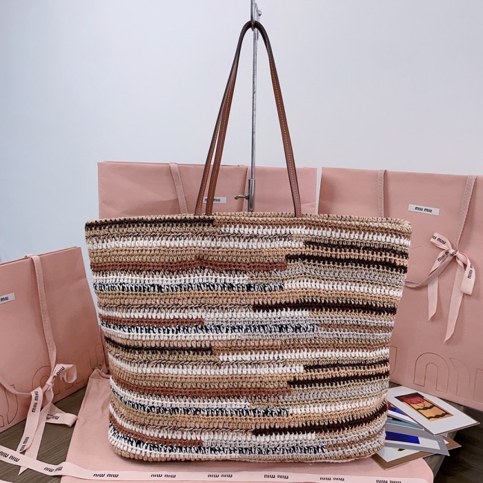 NIGO MiuMiu Women's Multicolour Embroidery Logo Crochet Shopping Bag Shoulder Handbag Tote Bags #nigo76741
