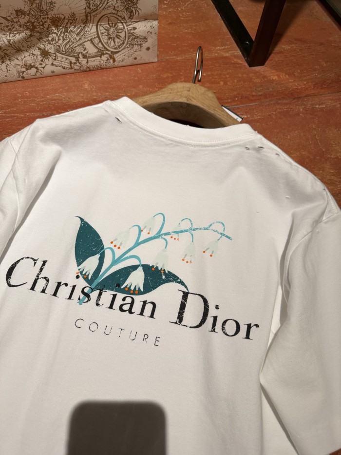 NIGO Dior Men's Summer Solid Color Floral Pattern Letter Print Round Neck Cotton Short Sleeve T-Shirt #nigo76737