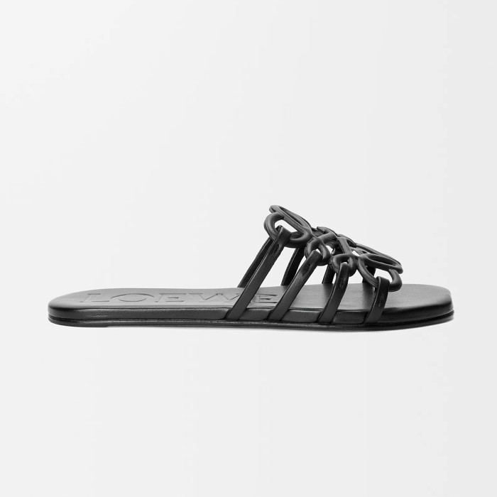 NIGO LOEWE Women's Summer Solid Colour Soft Cow Leather Petal Anagram Sandals Slippers Shoes #nigo76752