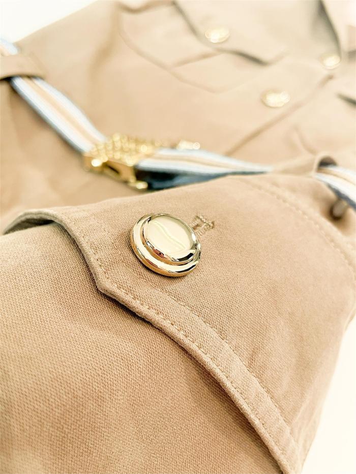 NIGO MiuMiu Women's Summer Solid Colour Letter Pocket Drawstring Waist Sleeveless Single Breasted Dress #nigo76753
