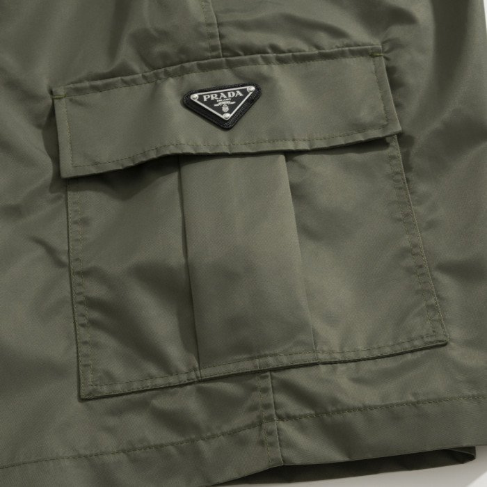 NIGO Prada Men's Summer Nylon Multi-Pocket Elastic Waist Solid Color Casual Work Shorts #nigo81195