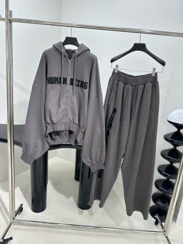 NIGO Balenciaga Men's HUMAN BEING SHIFTED Zipper Hoodie Vintage Washed Sweatshirt Jacket Casual Solid Color Pants Straight Sweatpants Suit Set Ngvp #nigo1549