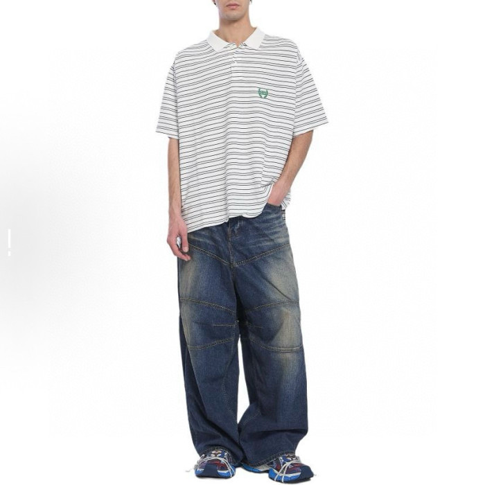 NIGO Balenciaga Men's Summer Solid Colour Stripe Printed Embroidery Pattern Printed Polo Neck Short Sleeve T-Shirt #nigo76767