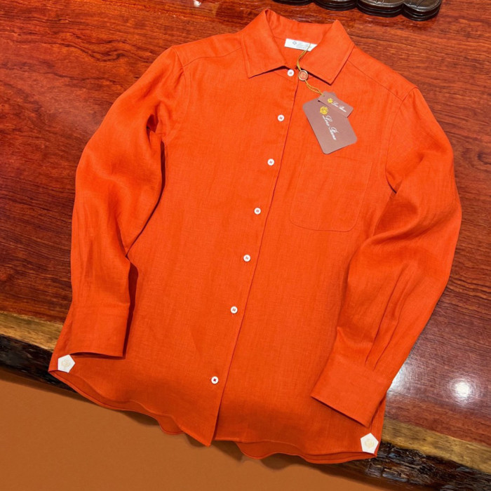 NIGO Loro Piana André Women's Shirt Spring And Summer Solid Colour Fashion Temperament Linen Lapel Single-breasted Shirt Ngvp #nigo1611