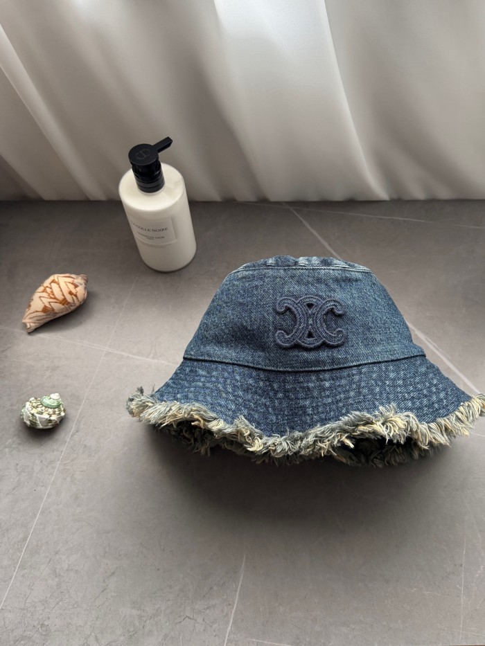 NIGO Chanel Women's Solid Colour Washed Denim Fringed Raw Edge Fisherman's Hat Cap #nigo76781