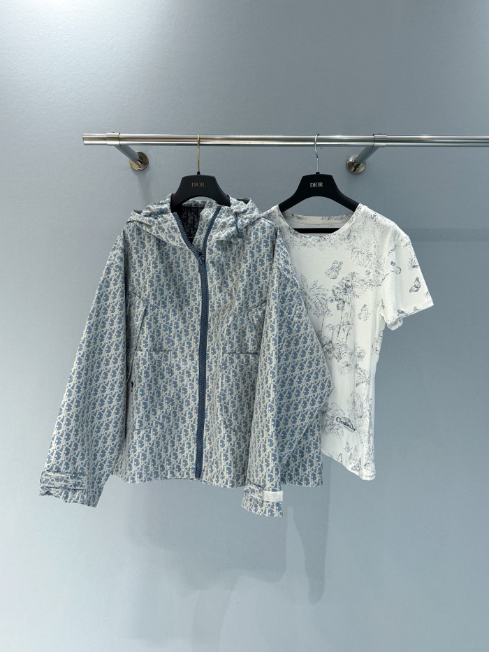NIGO Dior Dioriviera Women's Spring and Autumn Blue Letter Print Zip Long Sleeve Jacket Casual Lace Up Trousers Pants Set Suit #nigo76772