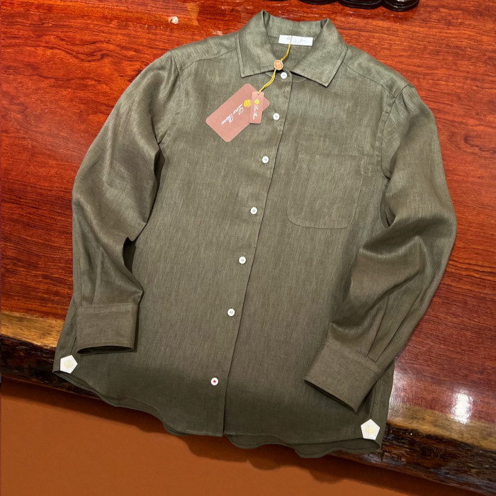 NIGO Loro Piana André Women's Shirt Spring And Summer Solid Colour Fashion Temperament Linen Lapel Single-breasted Shirt Ngvp #nigo1611