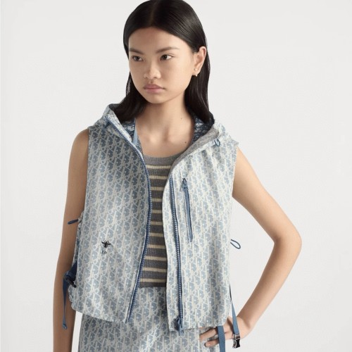 NIGO Dior Dioriviera Women's Spring/Summer Letter Print Hooded Zip Sleeveless Vest Casual Skirt Pants Set Suit #nigo76771