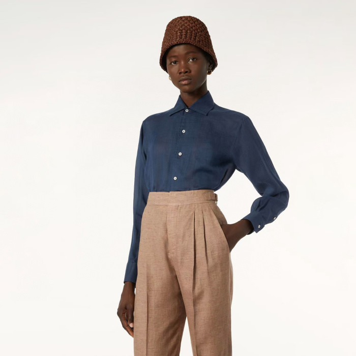 NIGO Loro Piana André Women's Shirt Spring And Summer Solid Colour Fashion Temperament Linen Lapel Single-breasted Shirt Ngvp #nigo1611