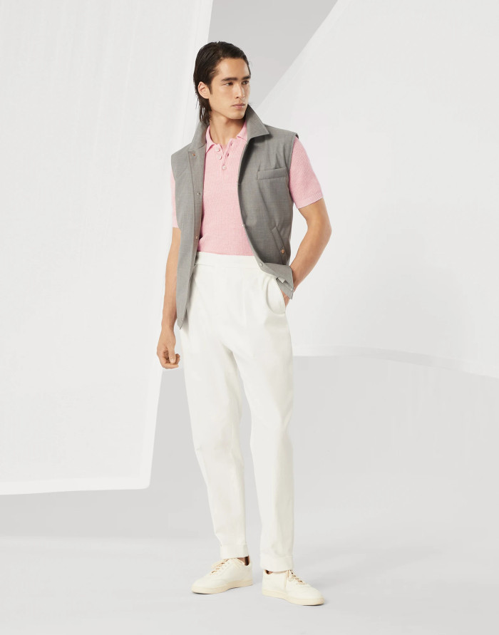 NIGO Brunello Cucinelli Men's Summer Linen Cotton Half English Rib Knit Solid Color Short Sleeve Polo Shirt Ngvp #nigo1553