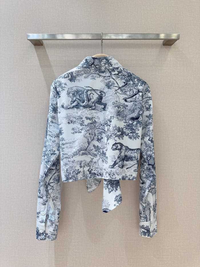 NIGO Dior Women's Dioriviera Short Tunic Shirt Spring Summer Lapel Tie Long Sleeve Single Breasted Shirt Fashion Casual Jacket Ngvp #nigo1617