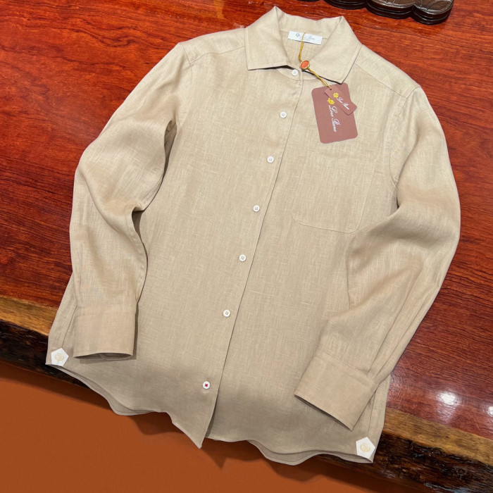 NIGO Loro Piana André Women's Shirt Spring And Summer Solid Colour Fashion Temperament Linen Lapel Single-breasted Shirt Ngvp #nigo1611