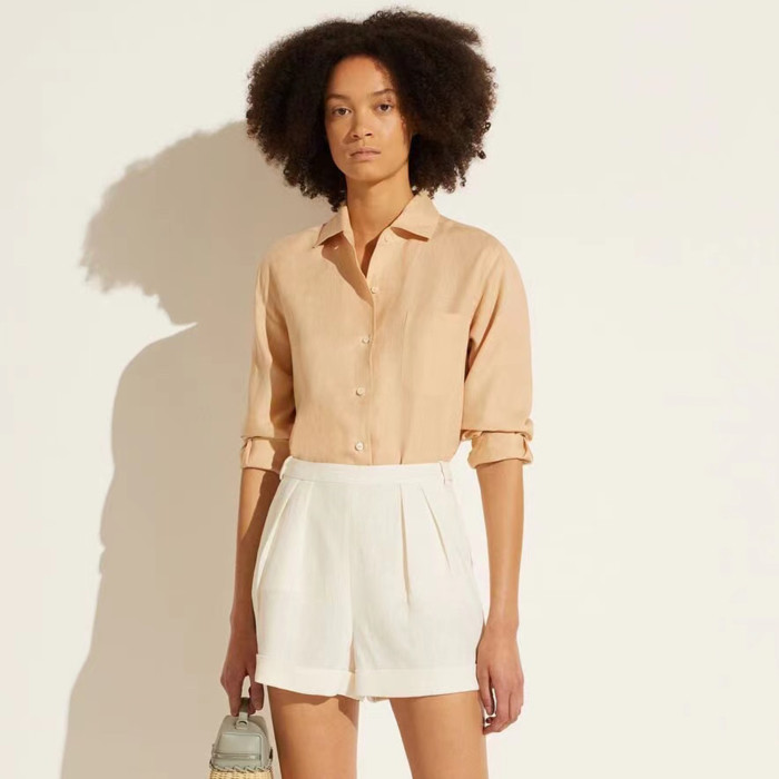 NIGO Loro Piana André Women's Shirt Spring And Summer Solid Colour Fashion Temperament Linen Lapel Single-breasted Shirt Ngvp #nigo1611