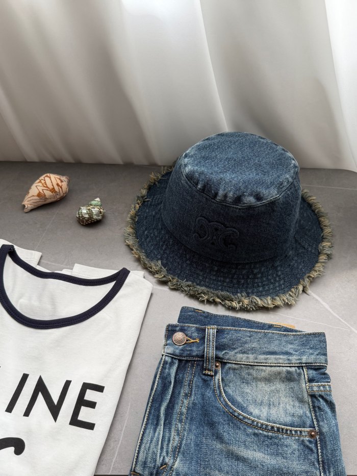 NIGO Chanel Women's Solid Colour Washed Denim Fringed Raw Edge Fisherman's Hat Cap #nigo76781