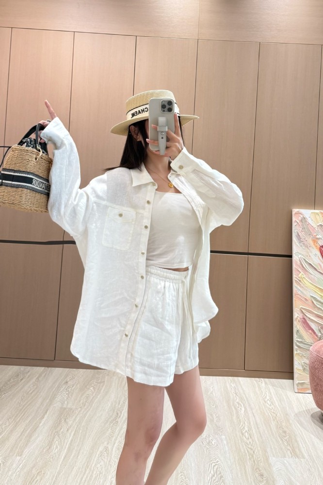 NIGO Loro Piana André Women's Shirt Spring And Summer Solid Colour Fashion Temperament Linen Lapel Single-breasted Shirt Ngvp #nigo1611