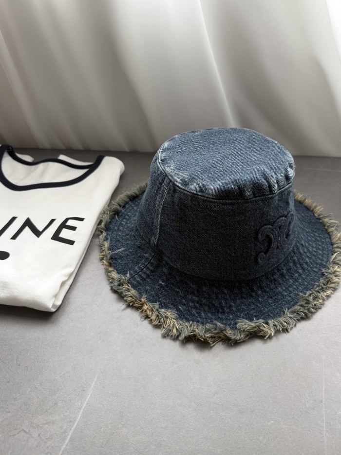 NIGO Chanel Women's Solid Colour Washed Denim Fringed Raw Edge Fisherman's Hat Cap #nigo76781