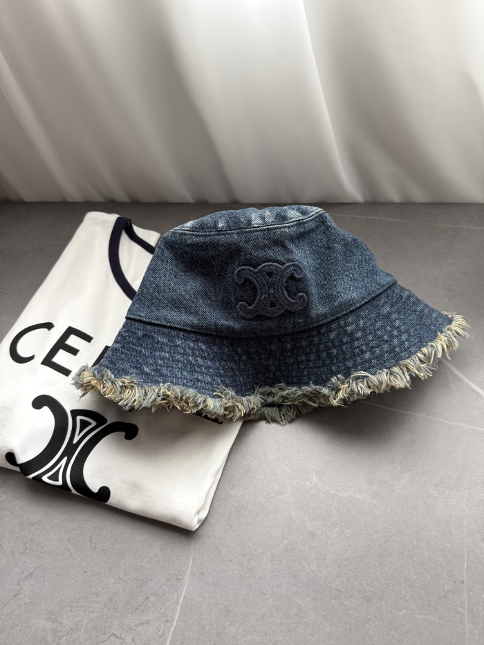 NIGO Chanel Women's Solid Colour Washed Denim Fringed Raw Edge Fisherman's Hat Cap #nigo76781