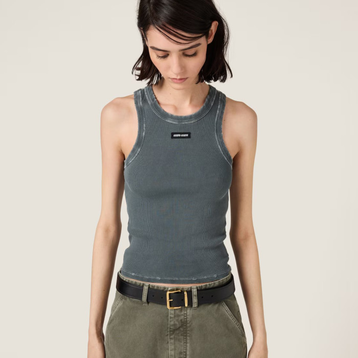 L NIGO MiuMiu Women's Summer Solid Colour Letter Print Cami Tank Top