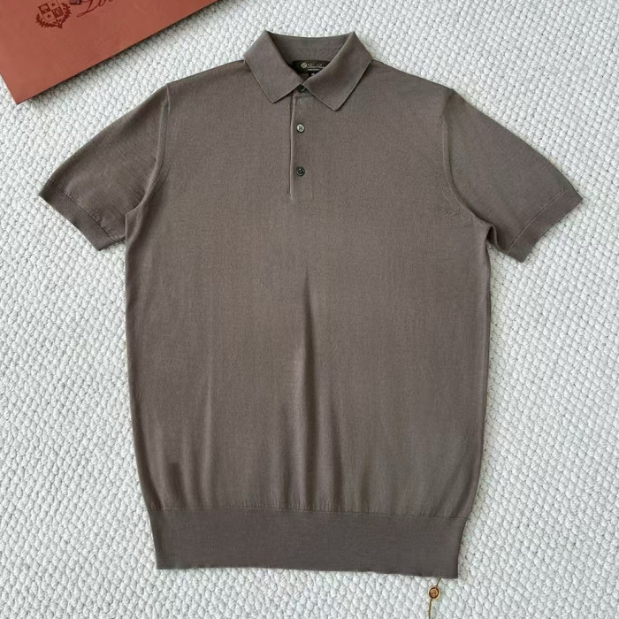 NIGO Loro Piana Men's Summer Lapel Straight Solid Color Fitted Pullover Short Sleeve Polo Shirt Ngvp #nigo1554