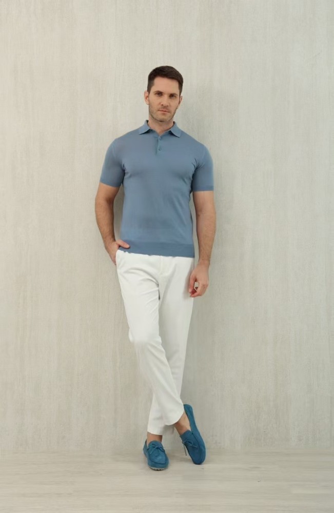 NIGO Loro Piana Men's Summer Lapel Straight Solid Color Fitted Pullover Short Sleeve Polo Shirt Ngvp #nigo1554