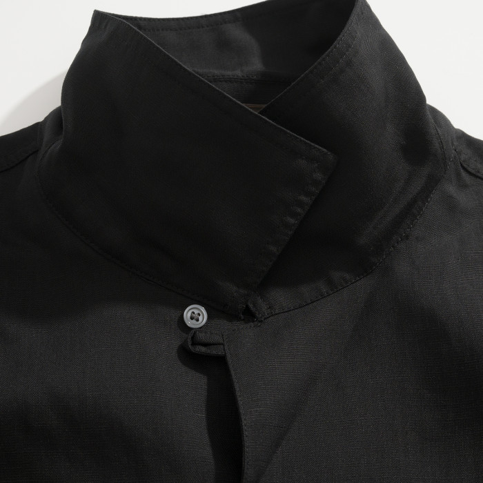 NIGO Loewe Men's Summer Solid Colour Embroidered Logo Printed Linen Single Breasted Short Sleeve Shirt #nigo76797