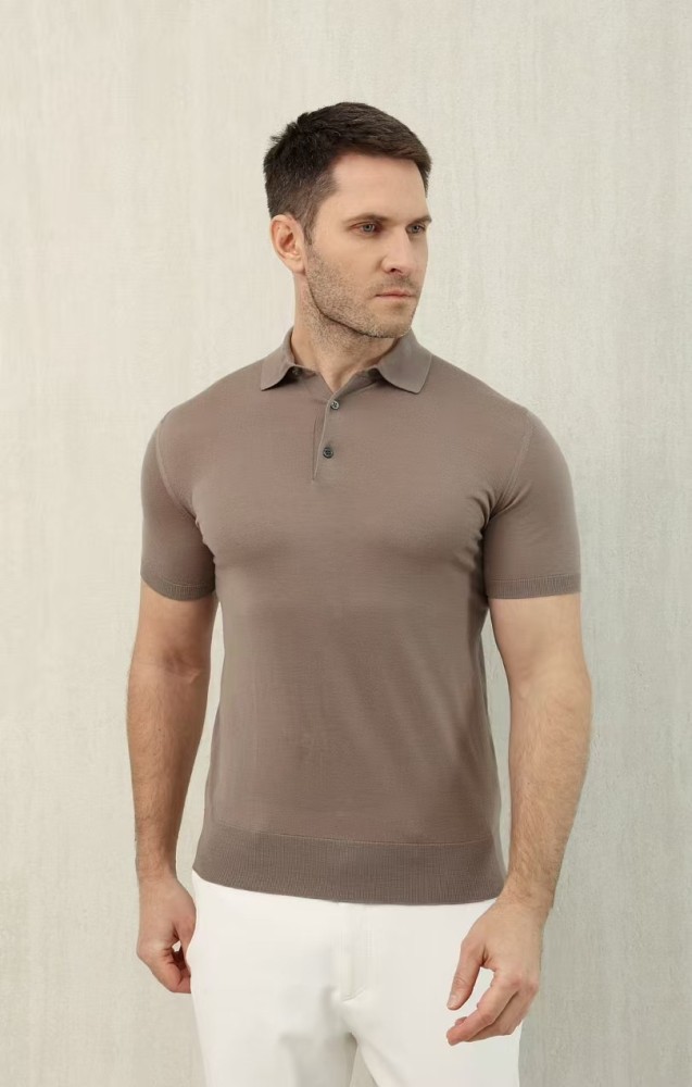NIGO Loro Piana Men's Summer Lapel Straight Solid Color Fitted Pullover Short Sleeve Polo Shirt Ngvp #nigo1554