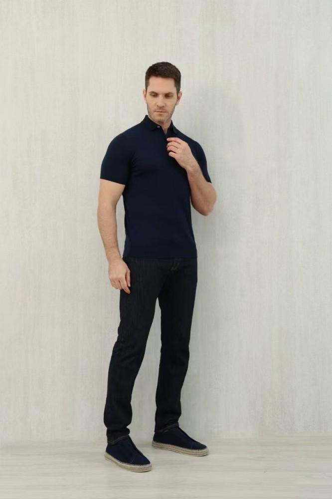 NIGO Loro Piana Men's Summer Lapel Straight Solid Color Fitted Pullover Short Sleeve Polo Shirt Ngvp #nigo1554