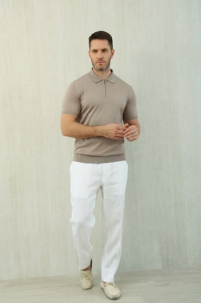 NIGO Loro Piana Men's Summer Solid Color Half Zip Straight Short Sleeve Polo Shirt Ngvp #nigo1555