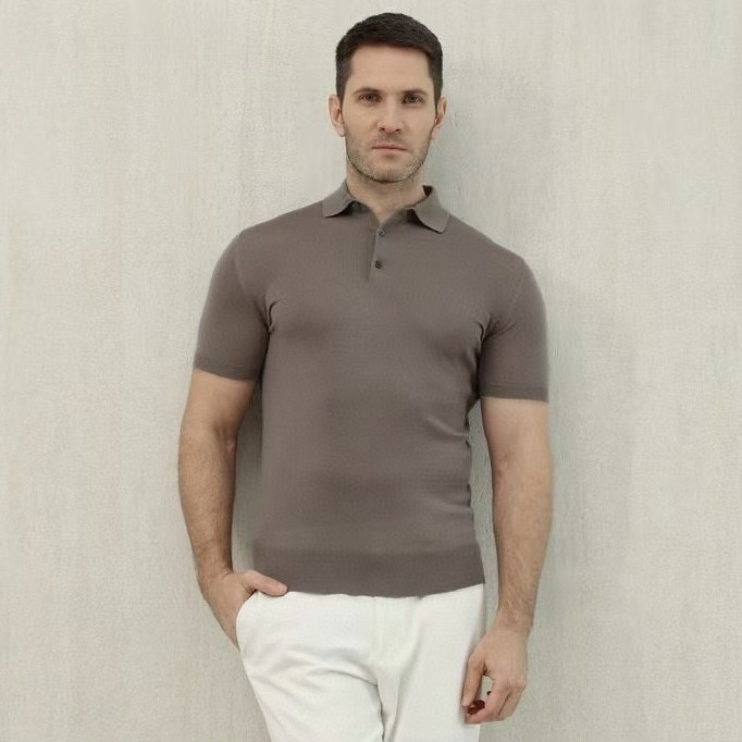 NIGO Loro Piana Men's Summer Lapel Straight Solid Color Fitted Pullover Short Sleeve Polo Shirt Ngvp #nigo1554