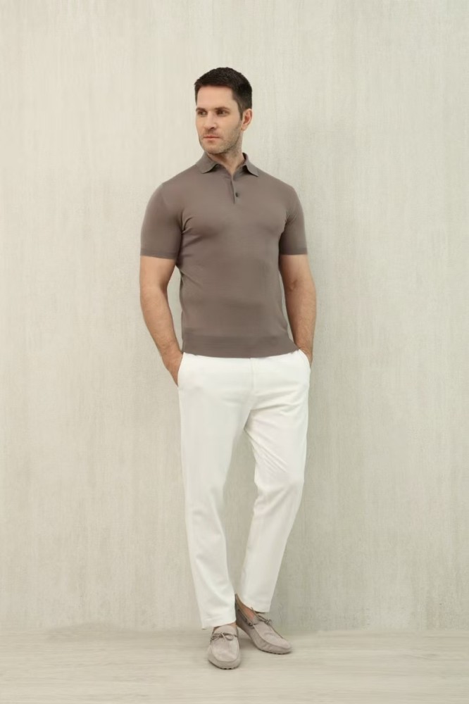 NIGO Loro Piana Men's Summer Lapel Straight Solid Color Fitted Pullover Short Sleeve Polo Shirt Ngvp #nigo1554