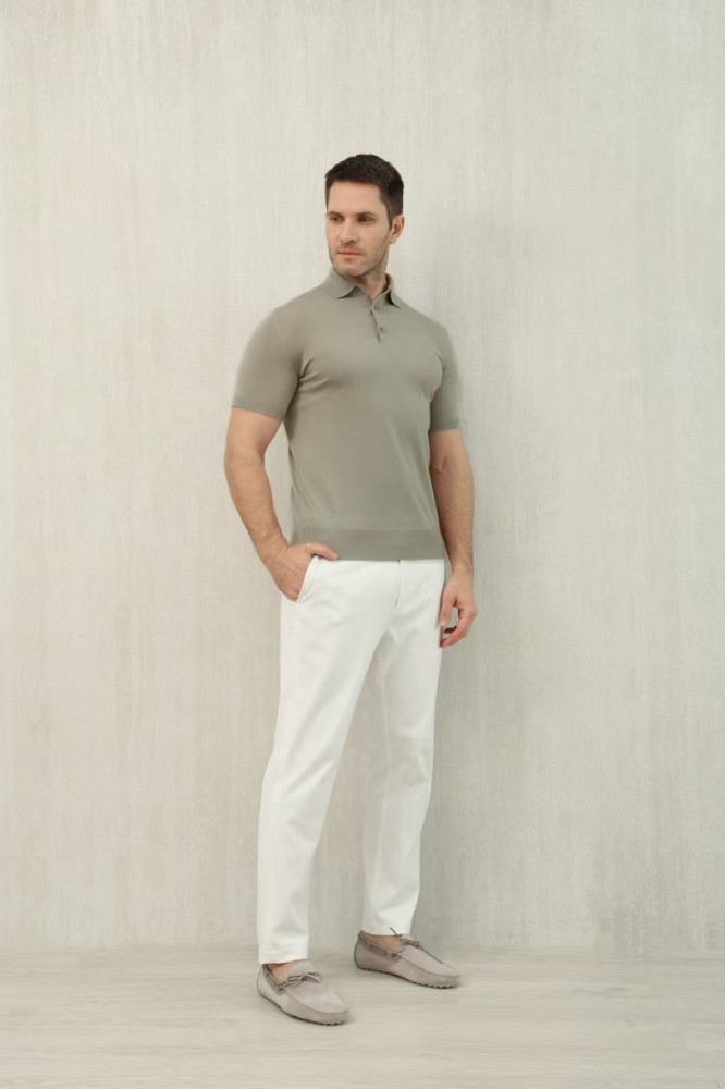 NIGO Loro Piana Men's Summer Lapel Straight Solid Color Fitted Pullover Short Sleeve Polo Shirt Ngvp #nigo1554
