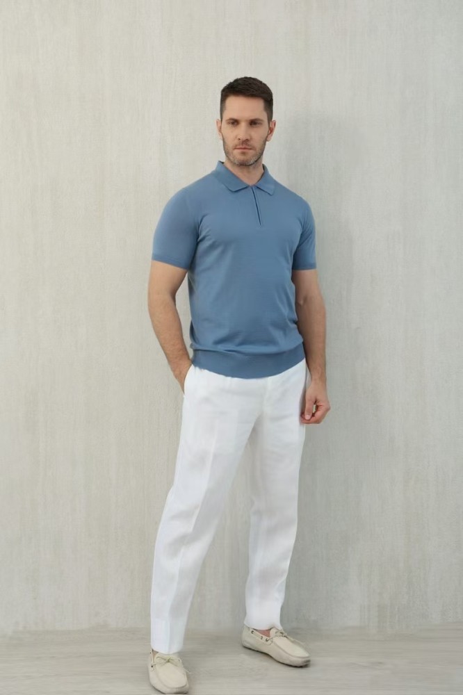 NIGO Loro Piana Men's Summer Solid Color Half Zip Straight Short Sleeve Polo Shirt Ngvp #nigo1555
