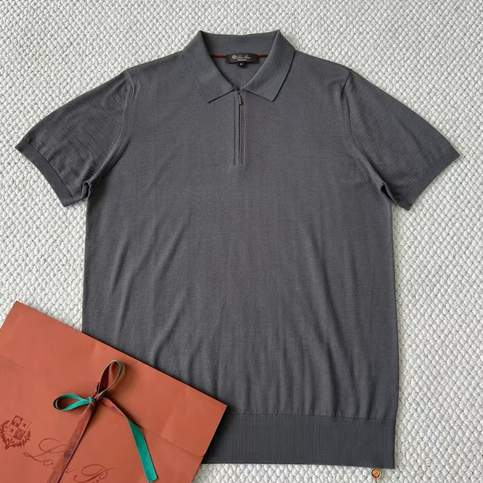 NIGO Loro Piana Men's Summer Solid Color Half Zip Straight Short Sleeve Polo Shirt Ngvp #nigo1555