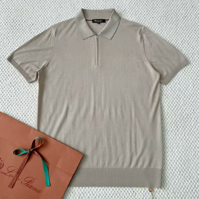 NIGO Loro Piana Men's Summer Solid Color Half Zip Straight Short Sleeve Polo Shirt Ngvp #nigo1555