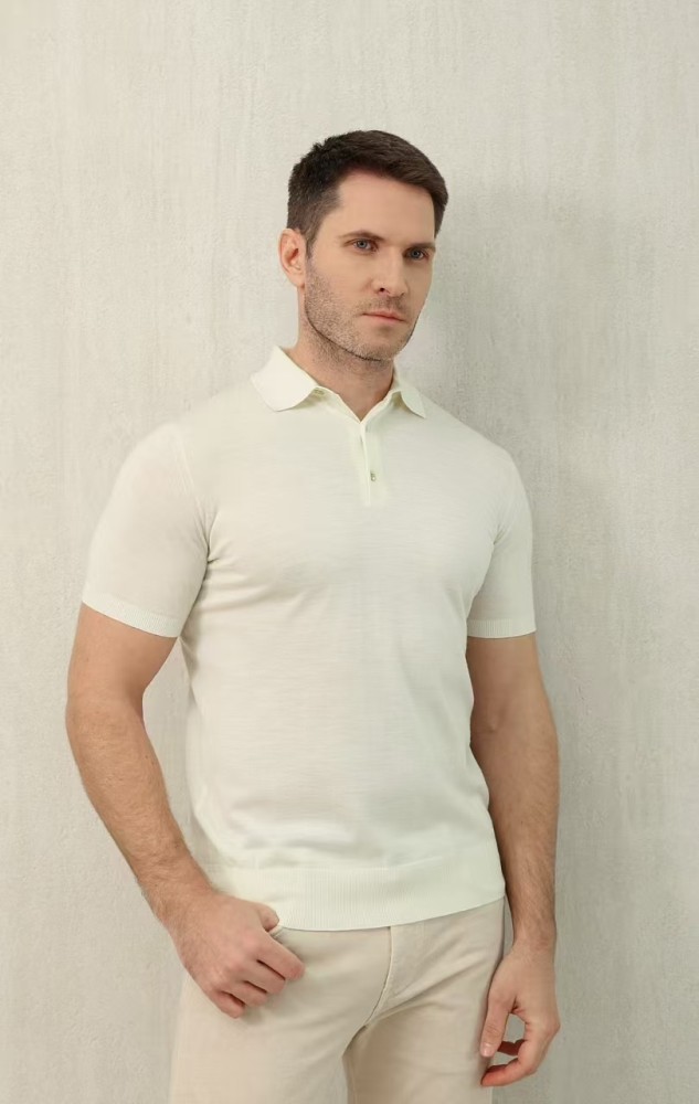 NIGO Loro Piana Men's Summer Lapel Straight Solid Color Fitted Pullover Short Sleeve Polo Shirt Ngvp #nigo1554