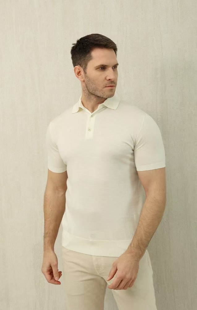 NIGO Loro Piana Men's Summer Lapel Straight Solid Color Fitted Pullover Short Sleeve Polo Shirt Ngvp #nigo1554