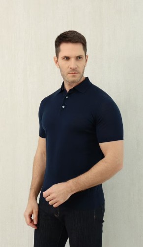 NIGO Loro Piana Men's Summer Lapel Straight Solid Color Fitted Pullover Short Sleeve Polo Shirt Ngvp #nigo1554