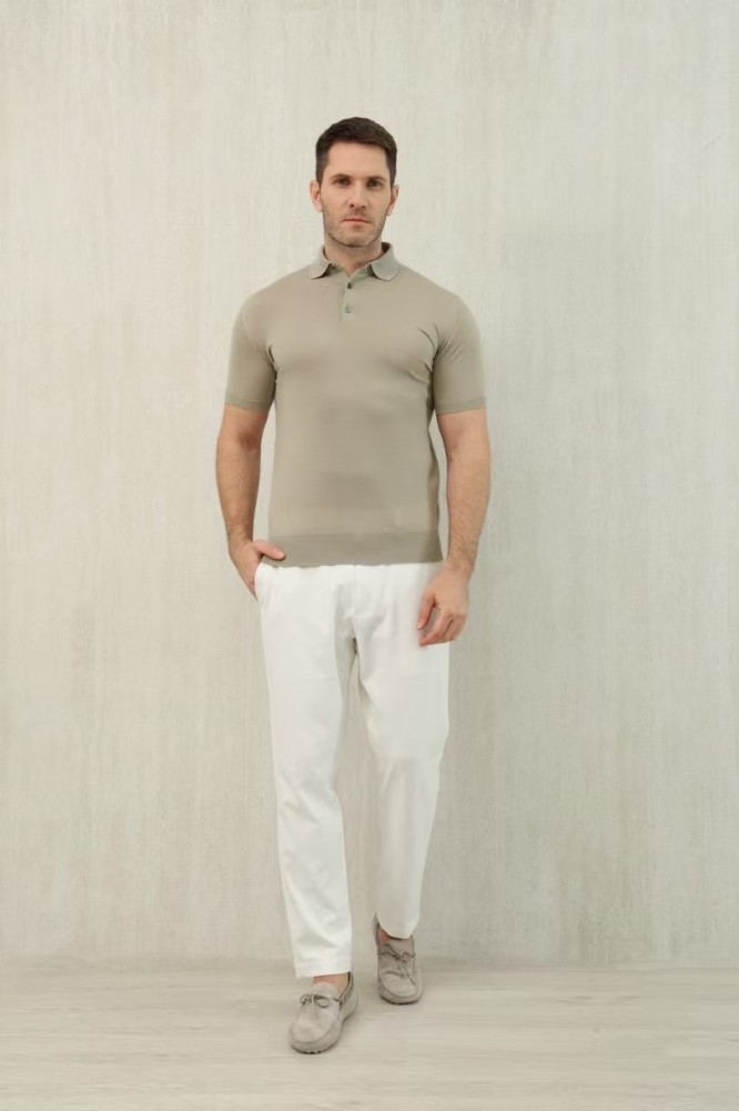 NIGO Loro Piana Men's Summer Lapel Straight Solid Color Fitted Pullover Short Sleeve Polo Shirt Ngvp #nigo1554