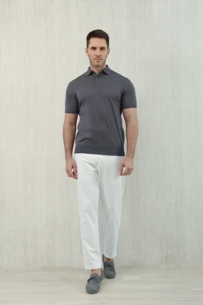 NIGO Loro Piana Men's Summer Lapel Straight Solid Color Fitted Pullover Short Sleeve Polo Shirt Ngvp #nigo1554
