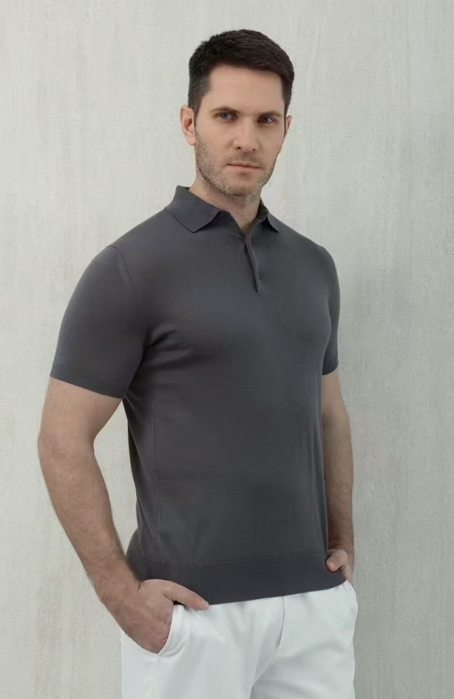 NIGO Loro Piana Men's Summer Lapel Straight Solid Color Fitted Pullover Short Sleeve Polo Shirt Ngvp #nigo1554