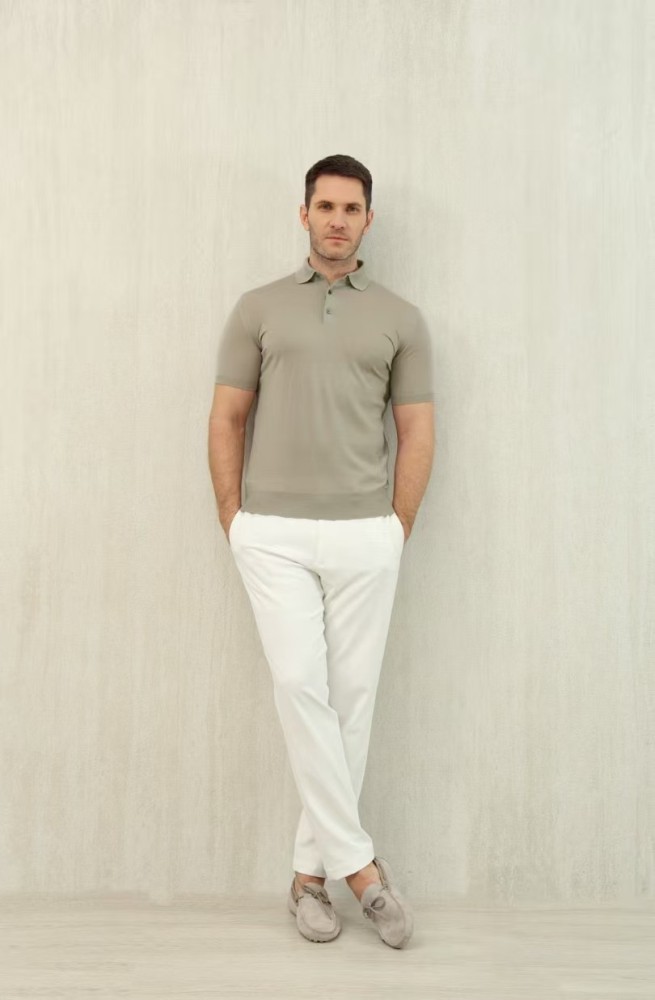 NIGO Loro Piana Men's Summer Lapel Straight Solid Color Fitted Pullover Short Sleeve Polo Shirt Ngvp #nigo1554